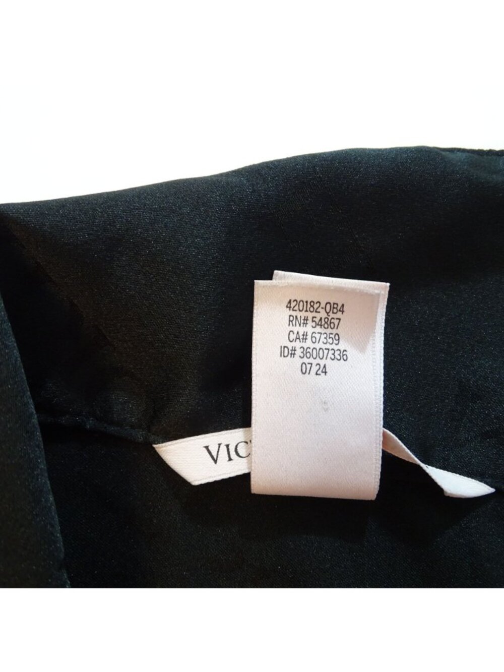 Victorias Secret 2 pc Black Pajama Set Satin Logo Jacquard Size XS Long Sleeve - Picture 10 of 16